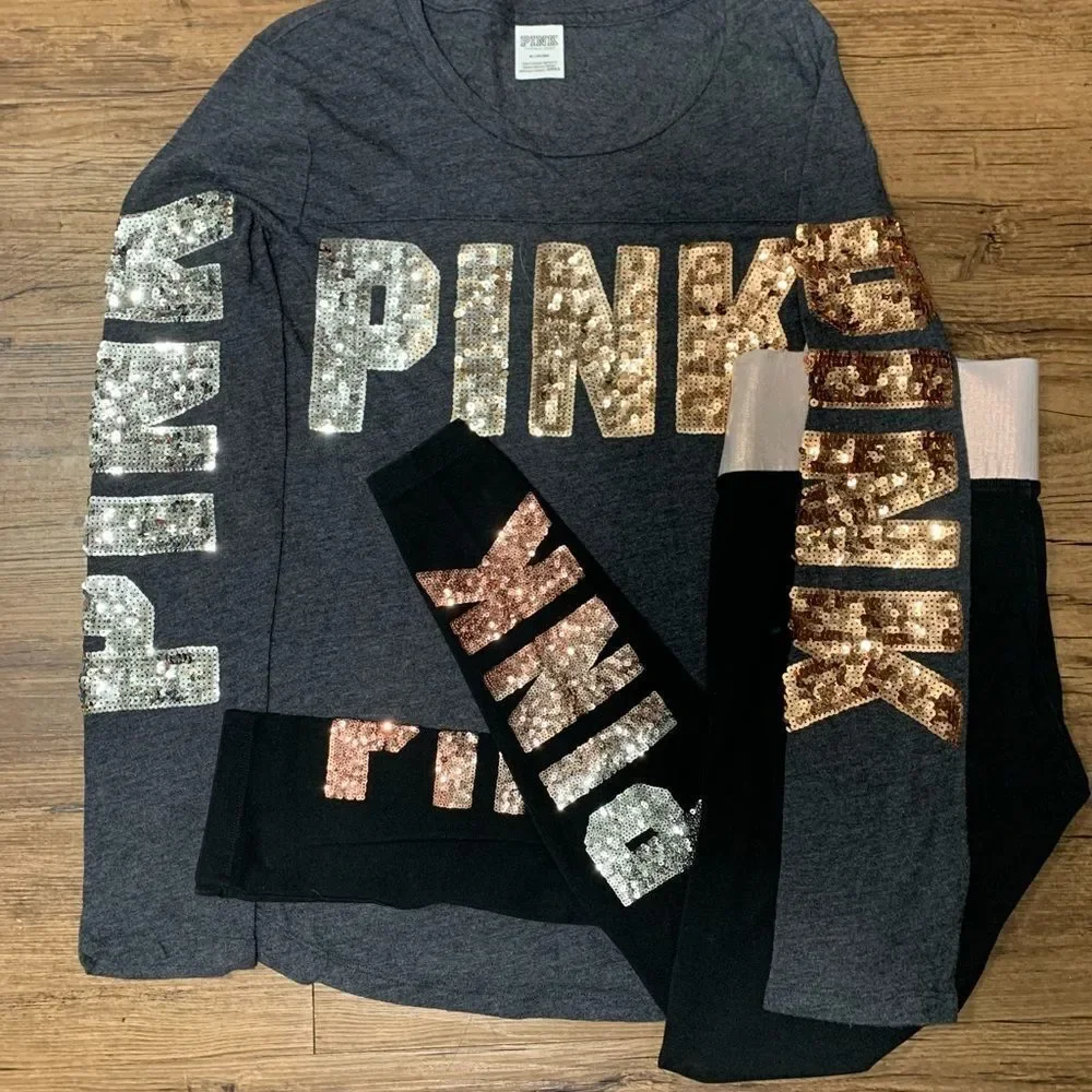 VS PINK OMBRÉ BLING OUTFIT SET S - Picture 4 of 9